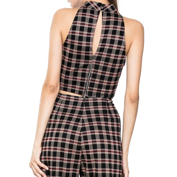 2 PIECE PLAID CHECK SLEEVELESS TOP AND LONG PANTS - Picture 2 of 8